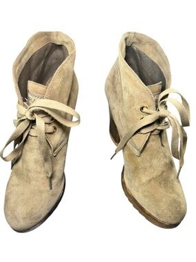 Prada Suede Lace-Up Platform Ankle Boots - Tan/Beige Size EU 37-US 7